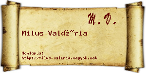 Milus Valéria névjegykártya