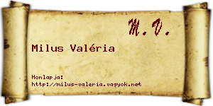 Milus Valéria névjegykártya